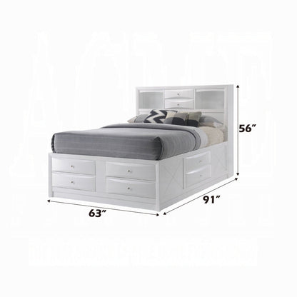 Lit plateforme de rangement à tiroirs multiples Neend - Blanc