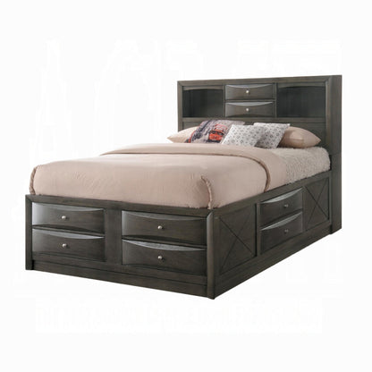 Lit plateforme de rangement multi-tiroirs Neend - Chêne gris