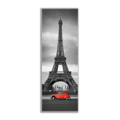 Décoration murale Tour Eiffel Noir, Blanc et Rouge - Toile Skyline de ville