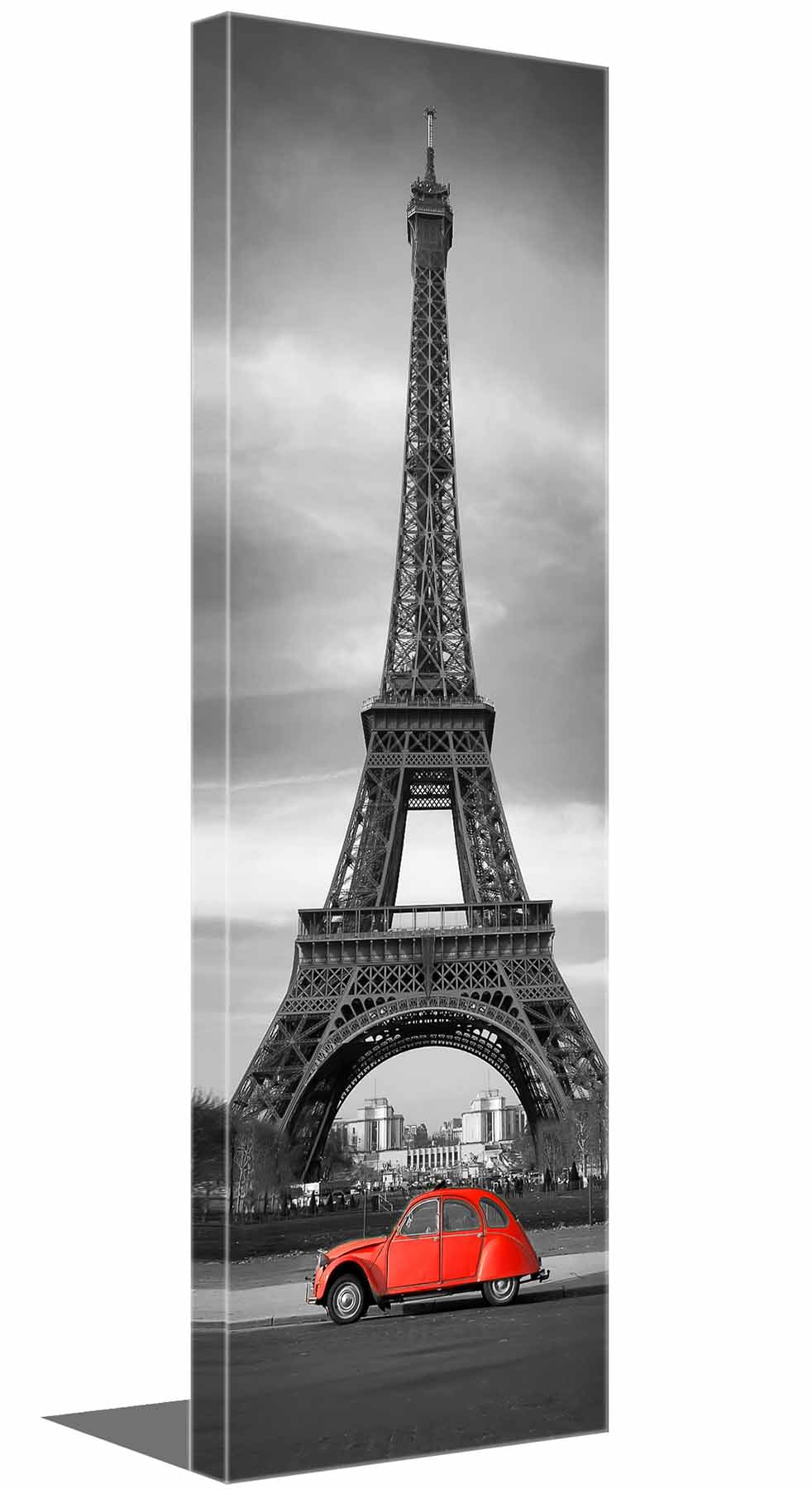 Décoration murale Tour Eiffel Noir, Blanc et Rouge - Toile Skyline de ville