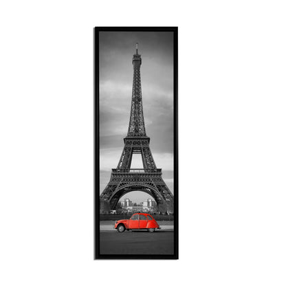 Décoration murale Tour Eiffel Noir, Blanc et Rouge - Toile Skyline de ville