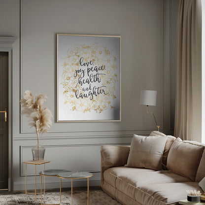 Wall art Holiday wishes with gold flowers Canvas Print