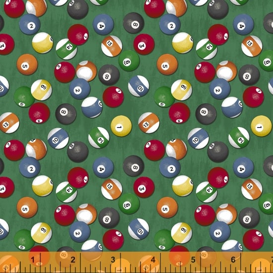 Windham Fabrics - Man Cave - Billiard Balls on Green