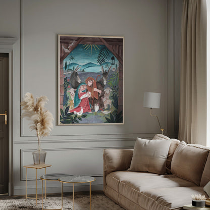 Wall art Christmas with Mary and baby Jesus Canvas Print