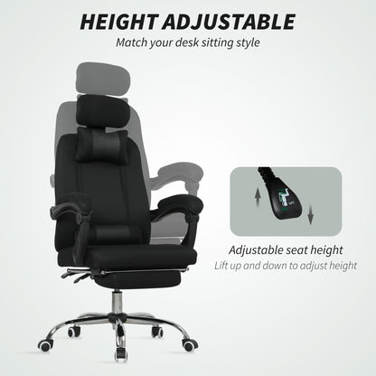 Chaise de bureau de direction ergonomique Brady à dossier haut avec repose-pieds et soutien lombaire - Noir