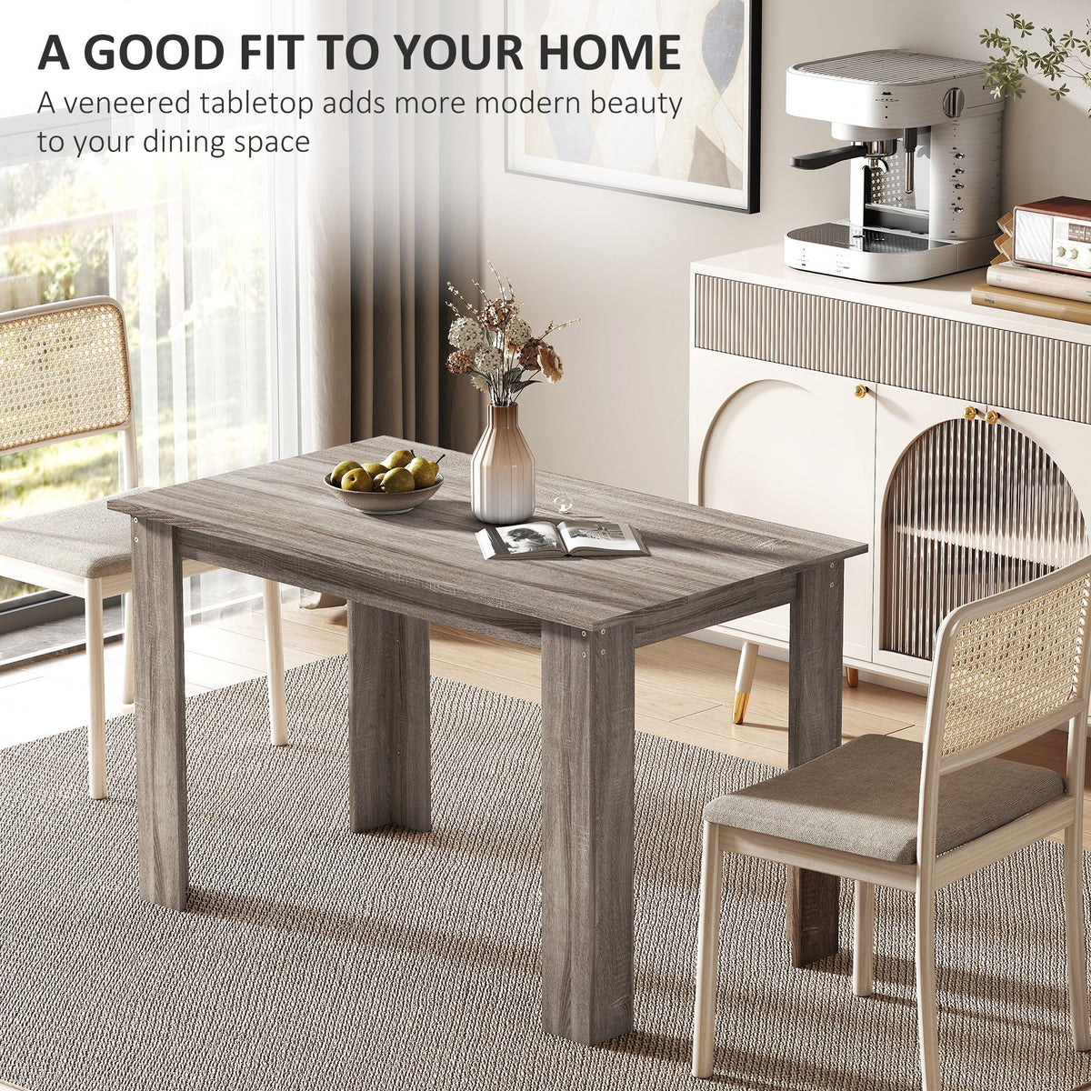 Table à manger Spencer 119 cm pour 4 à 6 personnes - Gris clair