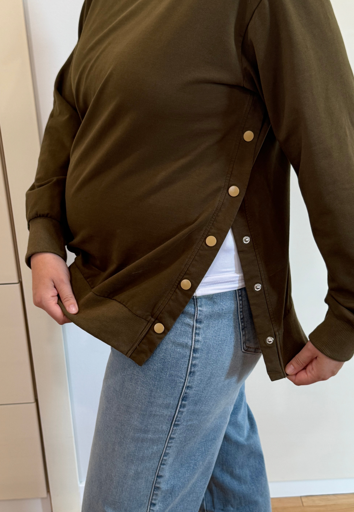 Sweat-shirt d'allaitement et de maternité Sienna - Boutons latéraux ajustables