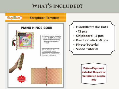 CrafTreat Blocs de scrapbooking - Livre à charnière piano - Couleur noire