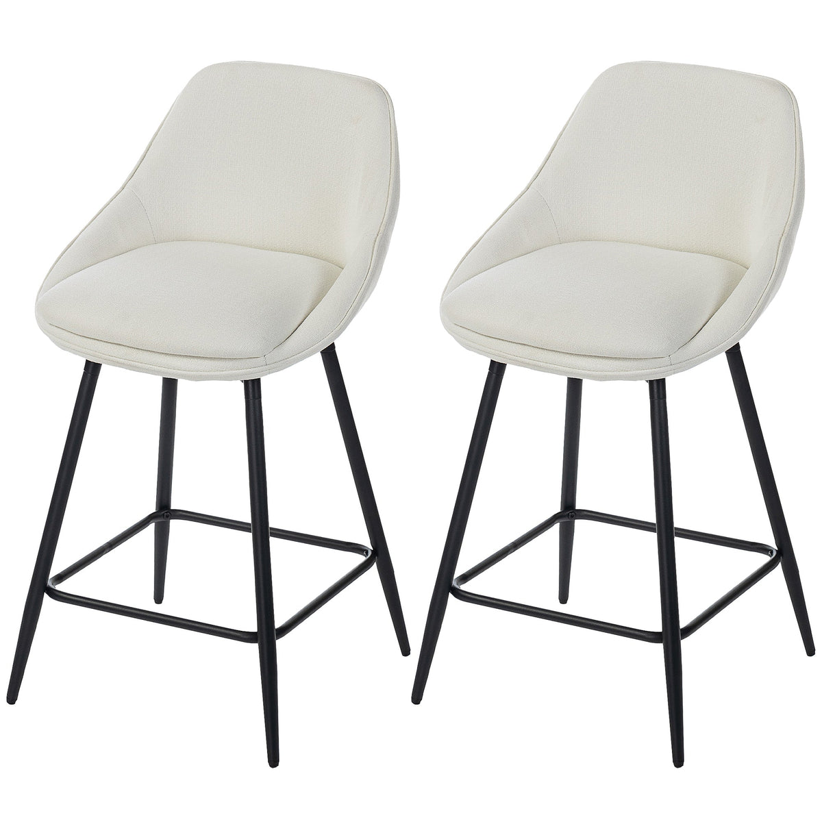 Reece 26" Counter Height Stools with Swivel and Backrest-Set of 2-Cream White