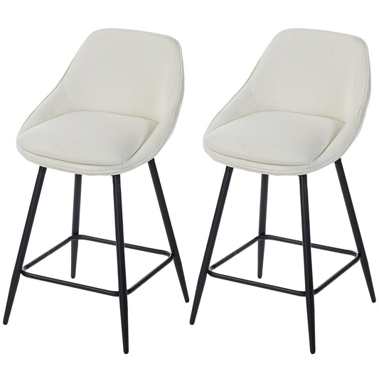 Reece 26" Counter Height Stools with Swivel and Backrest-Set of 2-Cream White