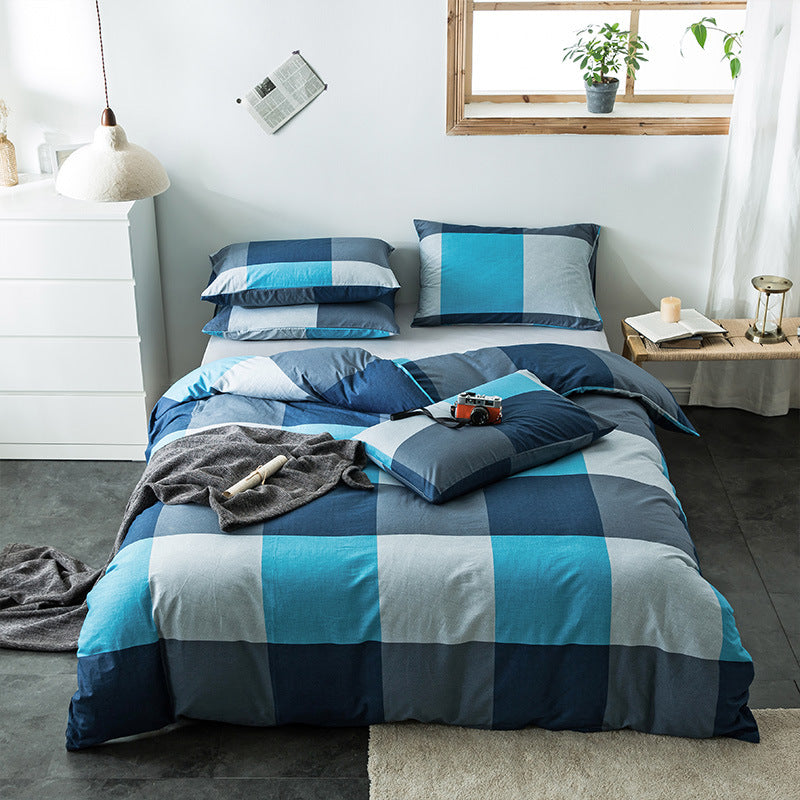 100% Cotton Geometric Bedding Set – Quilted Reactive Print Sheet & Duvet Cover Set