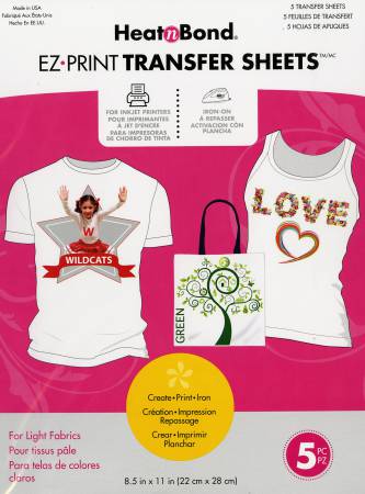 Feuilles de transfert HeatnBond EZ Print 21,6 cm x 27,9 cm lot de 5
