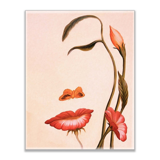 Art mural visage floral abstrait - Toile fine