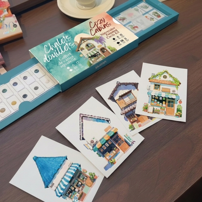 Watercolor Painting Cards Kit - Cozy Cabins