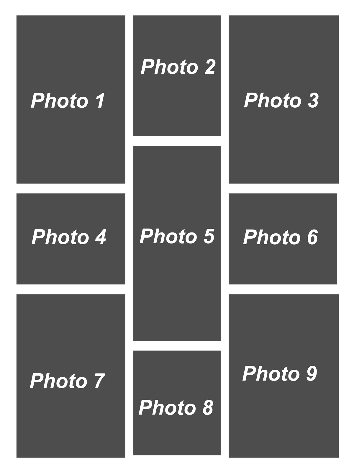 Toile de collage 81 x 61 cm, 9 photos, format portrait - toutes occasions