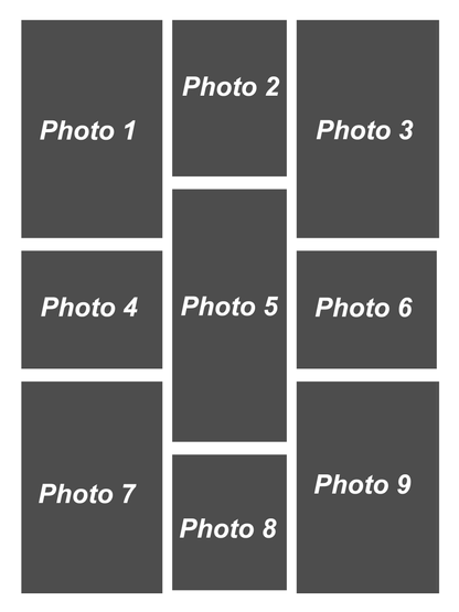 Toile de collage 81 x 61 cm, 9 photos, format portrait - toutes occasions