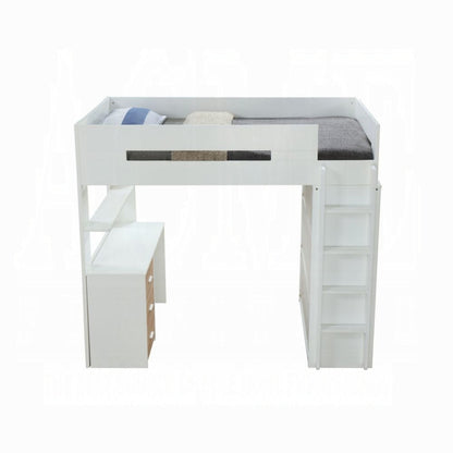 Lilo Twin Bunk/Loft Bed W/Workstation & Wardrobe - White/Oak