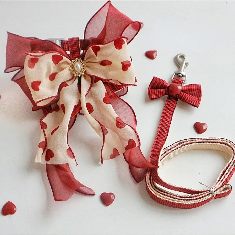 Dog Harness Leash Set | Love Me Heart Dog Set