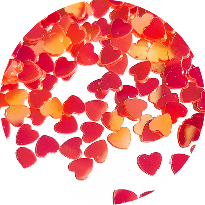Paillettes cœur rouges (reflets dorés)