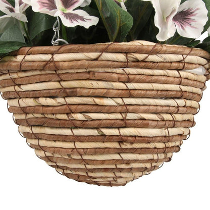 Composition florale artificielle Camila en panier suspendu