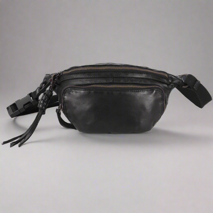 Sac banane en cuir à fermeture éclair sur le devant MET