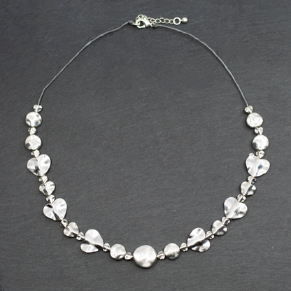 Silver Plate Beaten Heart Necklace