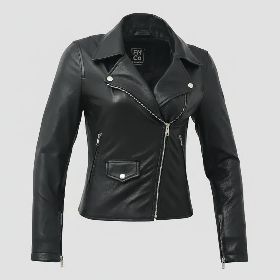 Women’s Lightweight Leather Fashion Jacket | Soft Naked Cowhide Casual Moto Style