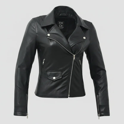 Women’s Lightweight Leather Fashion Jacket | Soft Naked Cowhide Casual Moto Style