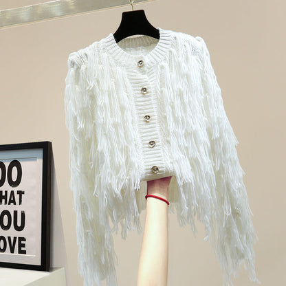 Women’s Long-Sleeve Wool Cardigan Sweater – Solid Color Button-Front Knit Jacket