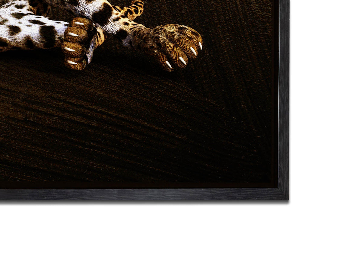 Léopard - Toile d'art animalier - Décoration murale - Vernis doré appliqué à la main #4836-047