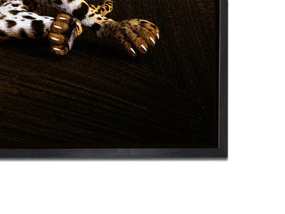 Léopard - Toile d'art animalier - Décoration murale - Vernis doré appliqué à la main #4836-047