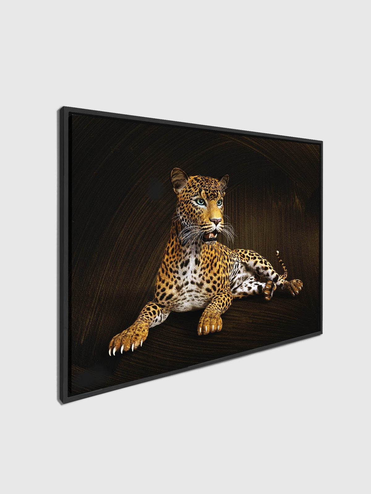 Léopard - Toile d'art animalier - Décoration murale - Vernis doré appliqué à la main #4836-047