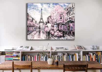 Joli Paris rose - Décoration murale en toile - Art mural