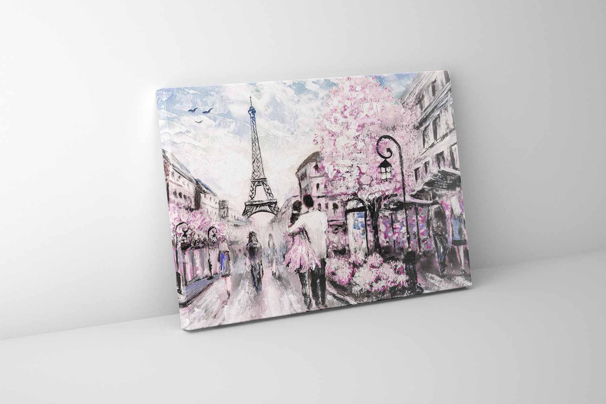 Joli Paris rose - Décoration murale en toile - Art mural