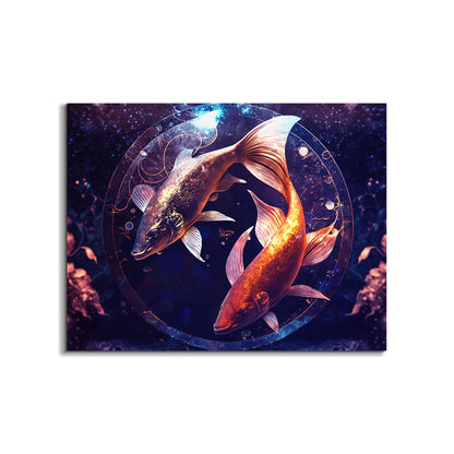 Toile imprimée - Zodiaque Poissons Symbole Poisson - Décoration Murale