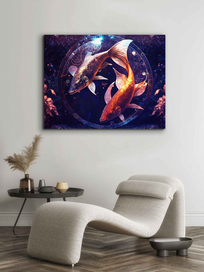 Toile imprimée - Zodiaque Poissons Symbole Poisson - Décoration Murale