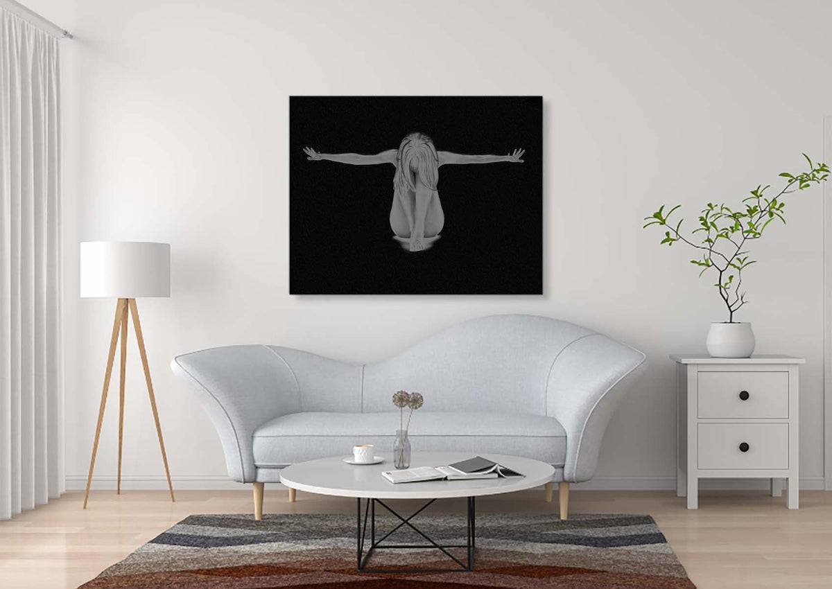 Décor mural sur toile - Art moderne féminin - Vernis argenté