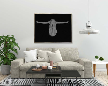Décor mural sur toile - Art moderne féminin - Vernis argenté