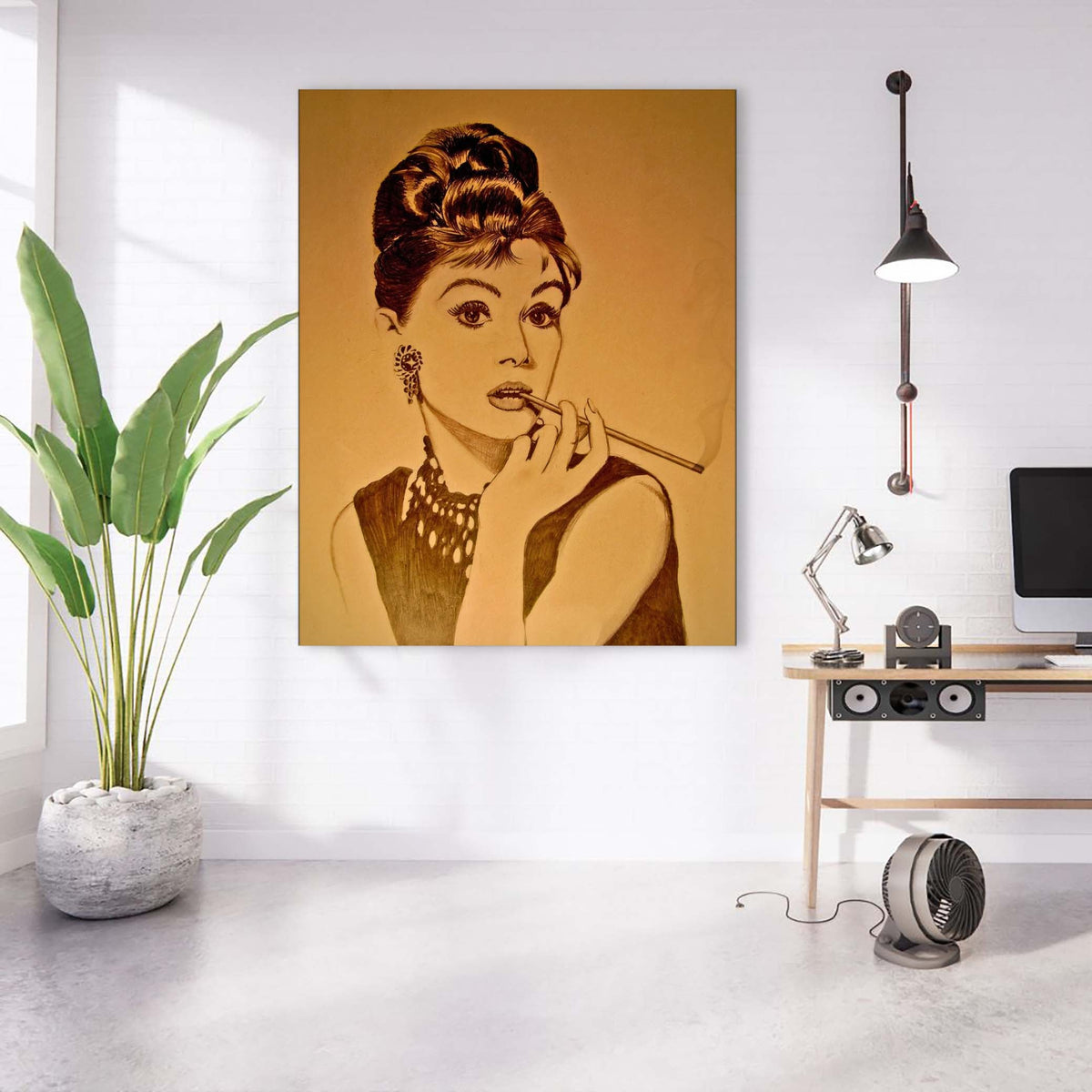 Art mural Audrey en sépia - Beaux-arts
