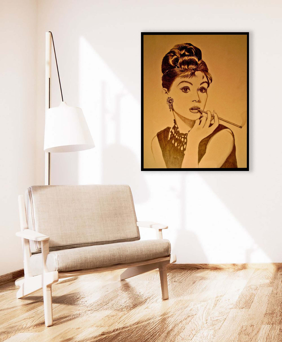 Art mural Audrey en sépia - Beaux-arts