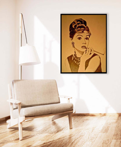 Art mural Audrey en sépia - Beaux-arts