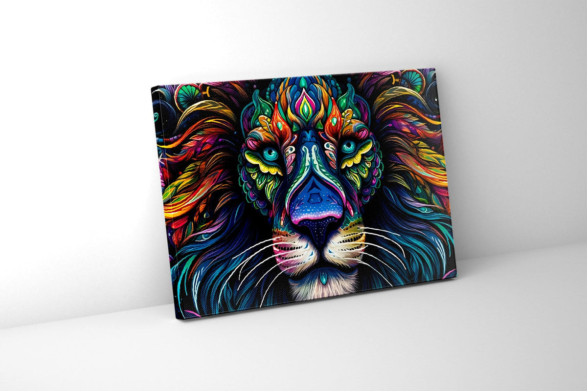 Décoration murale -Toile faune sauvage- Lion coloré