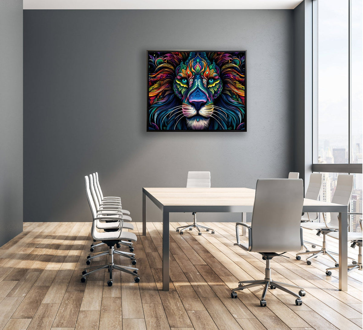 Décoration murale -Toile faune sauvage- Lion coloré