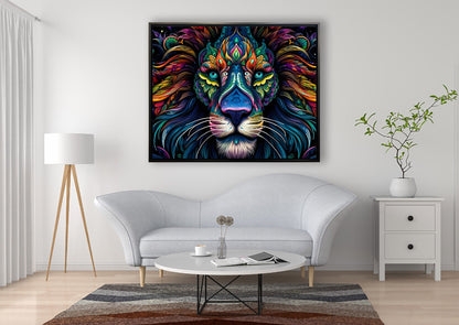 Décoration murale -Toile faune sauvage- Lion coloré