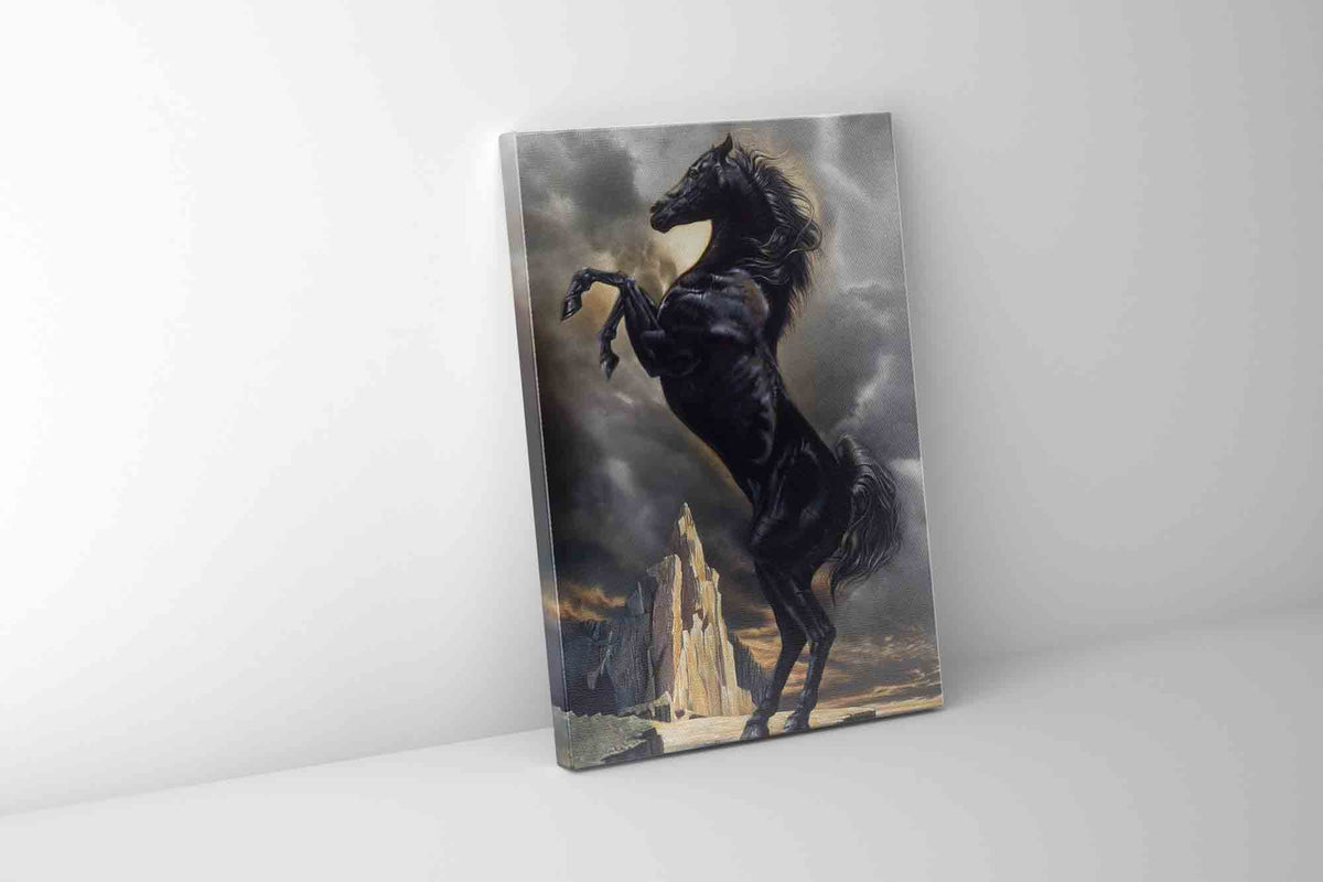 Art mural Étalon noir 36" x 48" Toile Beaux-Arts