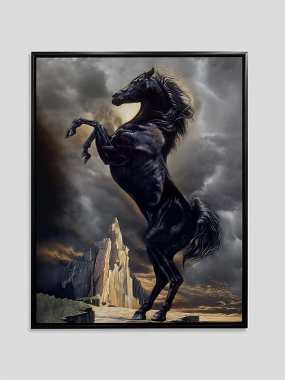 Art mural Étalon noir 36" x 48" Toile Beaux-Arts