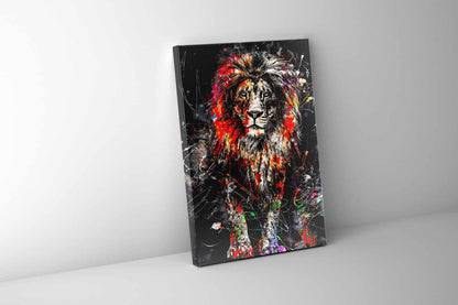 Uncle Leo Lion Canvas Wall Art | Colourful Wildlife Portrait | 35 × 47 inches