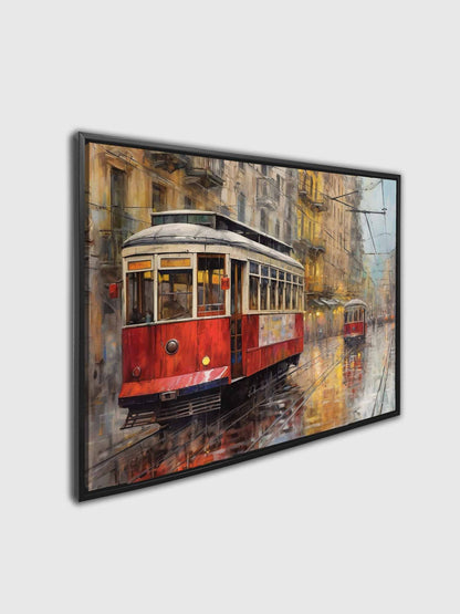 Vintage Streetcar & Tram Canvas Wall Art | 47 × 35 inches