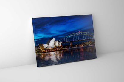 Sydney Skyline at Night Canvas Wall Art | Harbour View | 47 × 35 inches