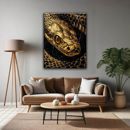 Art mural serpent doré 36"x48"